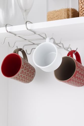 Banyo Krom Metal 10 Kancalı Fincan Kupa Bardak Askısı Dolap İçi Kancalı Fincan Askılığı
