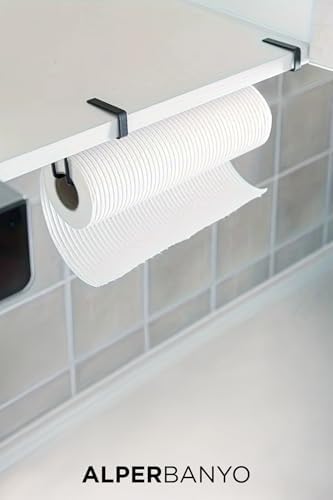 Alternative view of Banyo Siyah Modern Dolap Kapağı ve Raf Altı Kağıt Havluluk Mutfak Organizeri | Delmeden, Kolay Montaj