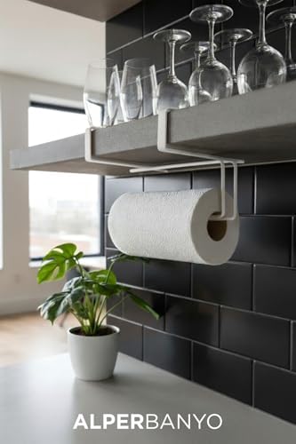 Banyo Beyaz Modern Dolap Kapağı ve Raf Altı Kağıt Havluluk Mutfak Organizeri | Delmeden, Kolay Montaj