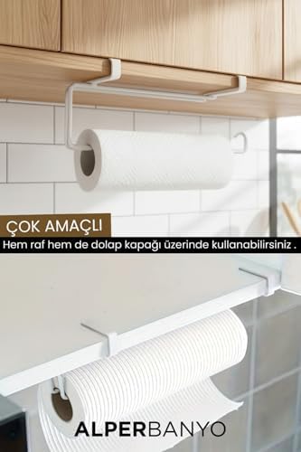 Alternative view of Banyo Beyaz Modern Dolap Kapağı ve Raf Altı Kağıt Havluluk Mutfak Organizeri | Delmeden, Kolay Montaj