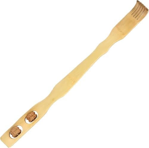 Bambu Sırt Kaşıyıcı ve Masaj Aleti, Çift Fonksiyonlu Doğal Sırt Kaşıma ve Masaj Aleti, 45 cm