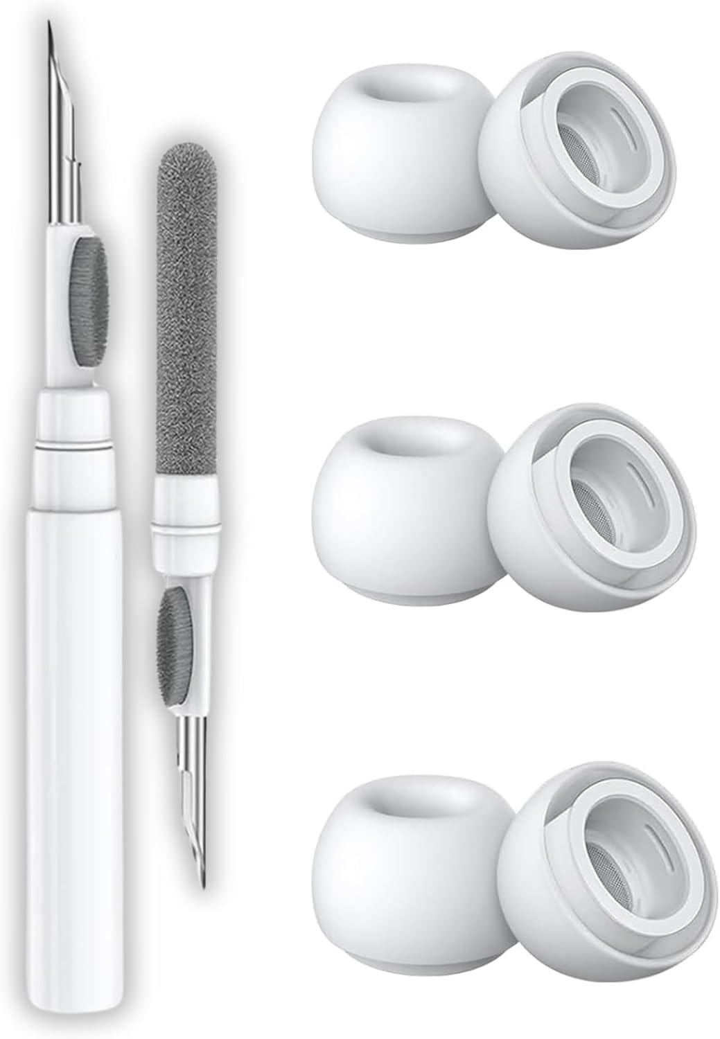 Alternative view of AirPods Pro 3. Nesil Uyumlu Toz Filtreli Premium Silikon Yedek Kulaklık Uçları ve 3'ü 1 Arada AirPods Temizleme Kalemi Seti (XS/S/M)