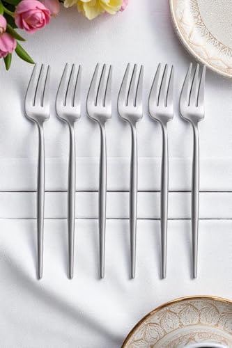 Limon ve Fondü Çatalı Seti, Gümüş Renk, 6 Parça, Çelik, 13 cm,