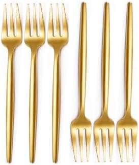 Limon ve Fondü Çatalı Seti, Çelik, 13 cm, Altın Kaplama, Sarı, 6 Parça
