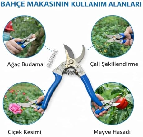 Profesyonel Bahçe Budama Makası Paslanmaz Çelik Keskin Bıçak Ergonomik Kaymaz Sap Dayanıklı Dal Bitki Çiçek Kesme Makası,Bahçe Budama Makası Paslanmaz Çelik Keskin Bıçak (MAVİ-789)