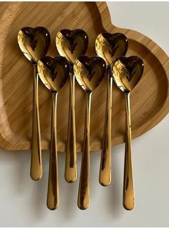 Alternative view of Kalp Şekilli Dondurma ve Tatlı Kaşığı, Çelik, 6 Adet, Çok Renkli, 18 cm, Altın Renk Kaplama