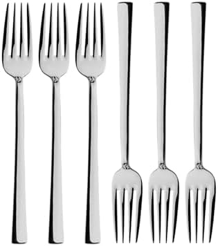 Gümüş Tatlı Çatalı Seti, Paslanmaz Çelik, 16 cm, Metalik, Titanyum Kaplama, 6 Adet