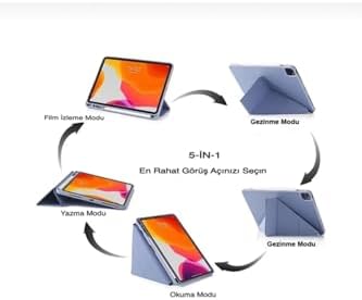 - İpad 11 (A16) 2025 10. Nesil 10.9 Kılıf Yumuşak Kalem Bölmeli Akıllı Uyku Modlu ile Uyumlu Kılıf - Mavi