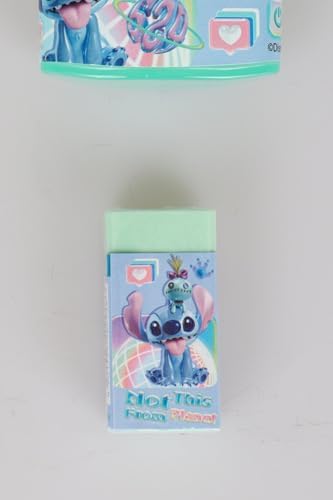 Alternative view of Stitch Lisanslı 3 Adet Silgili Kurşun Kalem, Silgi ve Çift Bıçaklı Kalemtraş Kırtasiye Seti, Yeşil