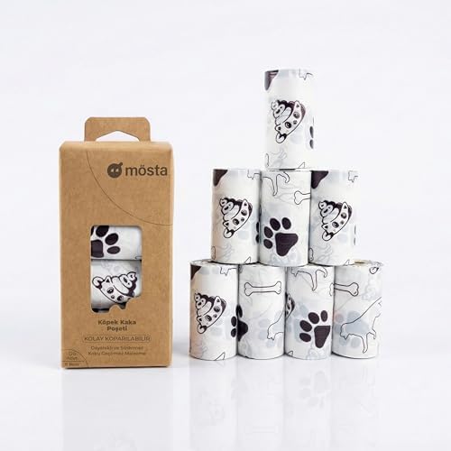 UBPet Kokulu Köpek Kaka Poşeti – 120’li Paket (8 Rulo), Dayanıklı, Sızdırmaz (33 × 22 cm)