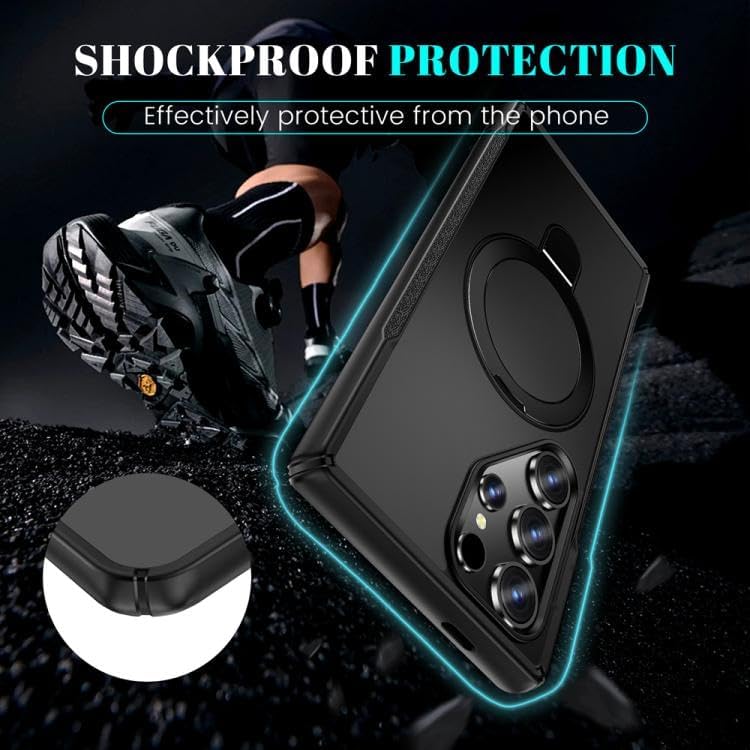 Alternative view of Galaxy S26 Ultra için Kılıf Mag-Military Katlanabilir Halka Stantlı [MagSafe ile Uyumlu] S26 Ultra Kılıfı PC+TPU Rugged Tasarımlı Güçlü Manyetikli S26 Ultra Kılıf (Siyah)