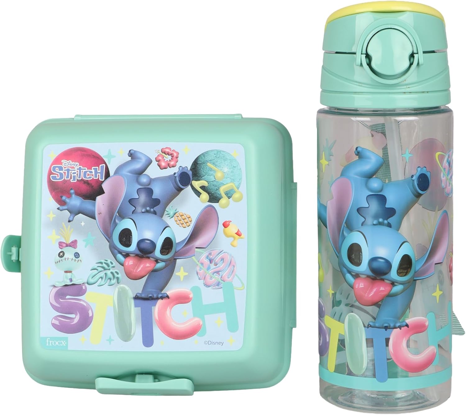Alternative view of Stitch Lisanslı 500 ml Matara ve 2 Katlı Beslenme Kabı Yemek Seti