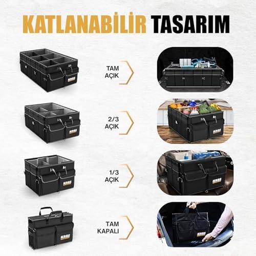 Alternative view of Araç Bagaj Düzenleyici, Soğutucu Çantalı Bagaj Organizer Sağlam Katlanabilir, Otomobil ve SUV`lar için, Cepli, 3 Ana Bölmeli, 100L: 90x40x28 cm - Gri