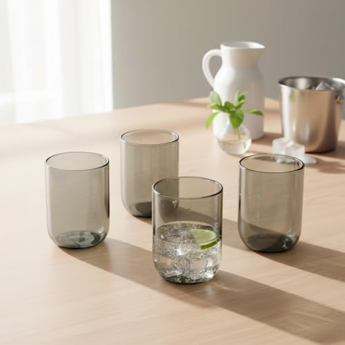 Alternative view of 4'lü Füme Renkli Borosilikat Cam Bardak Seti - 290 ml Dayanıklı Gri Modern Su, Meşrubat ve Kahve Yanı Bardağı - Kurşunsuz Ekolojik (4 Adet)
