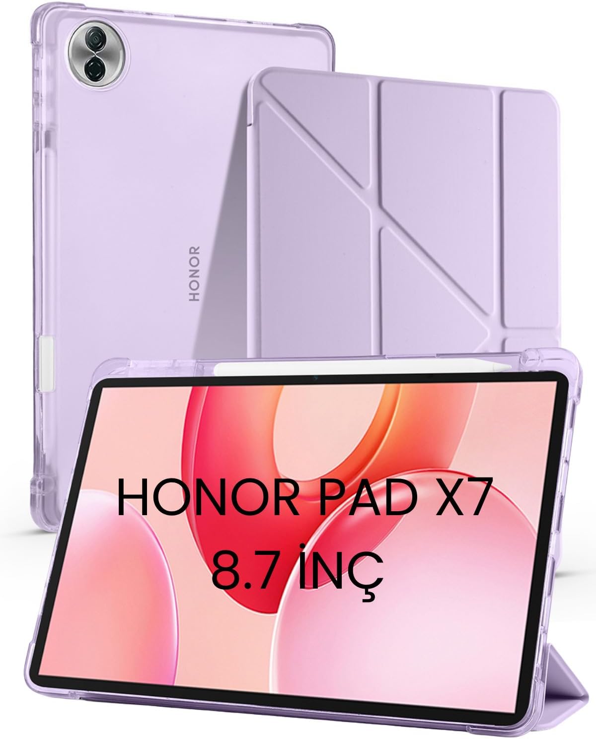 - Honor Pad X7 8.7 İnç ile Uyumlu Standlı Kalem Bölmeli Uyku Modlu Akıllı Tablet Kılıf Kapak - Çok Renkli 2