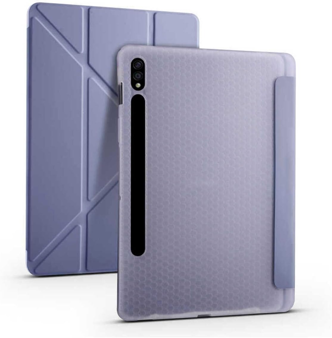 - Galaxy Tab S7 FE Lte (T737-T736-T733-T730) ile Uyumlu Kılıf Kalem Bölmeli Standlı Akıllı Kapak - Mor