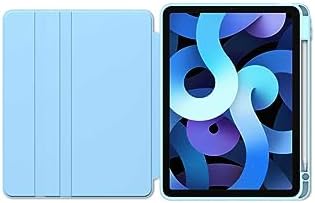 - ile uyumlu Ipad 10.9 10.nesil Kalem Bölmeli Kılıf Kapaklı Dönebilen Arkası Şeffaf Kapak Açık Mavi
