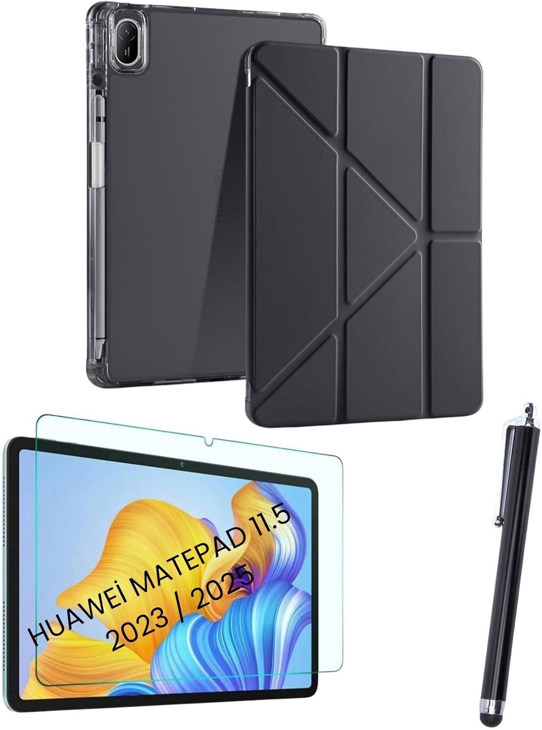 Alternative view of - Matepad 11.5 2025/2023 ile Uyumlu Kalem Bölmeli Tablet Kılıf + Ekran Koruyucu + Kalem 3'lü Set