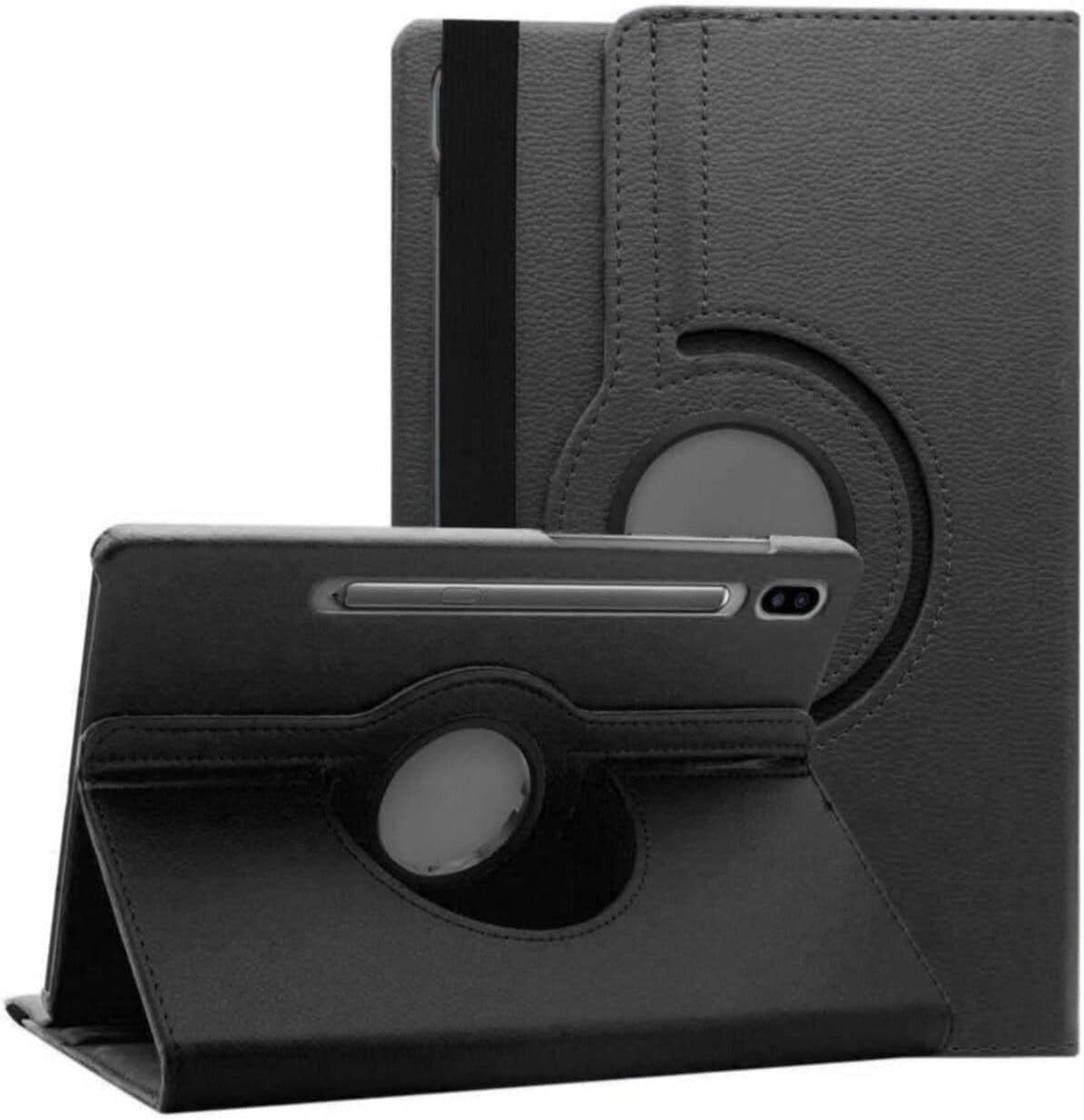 - Galaxy Tab ile Uyumlu S7 Plus T970 Standlı Kapaklı Dönebilen Tablet Kılıfı Siyah