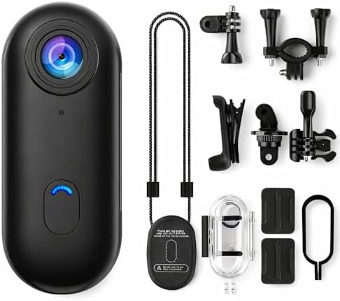 Göğüse Takılabilir Mıknatıslı Kolyeli 1080P Mini Geniş Açı Aksiyon Kamera | Hafif ve Kompakt Tasarım | Spor, Koşu,, Günlük Kullanım İçin POV Kayıt Kamerası- Kask Kamera (SİYAH)