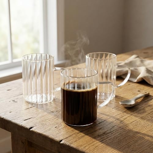 Alternative view of 3'lü Borosilikat Cam Kupa Seti - 300 ml Dayanıklı İnce ve Hafif Çay/Kahve Bardağı - Kurşunsuz Ekolojik (3 Adet)