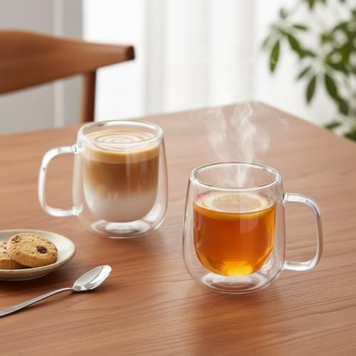 Alternative view of 2'li Çift Cidarlı Cam Fincan Seti - 100 ml Dayanıklı Espresso ve Türk Kahvesi Bardağı - El Yakmayan Modern Sunum (2 Adet)