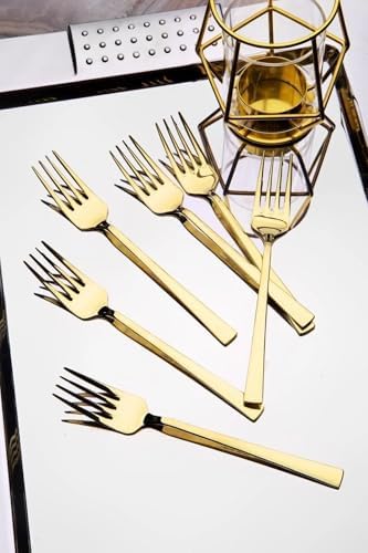 Tatlı Çatal Seti, Renkli, 6 Adet Çatal Seti, Çelik, 16 cm, Metalik, Paslanmaz, Kutulu