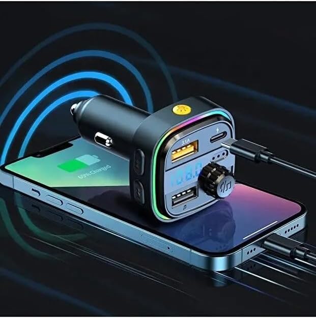 Araba müzik çalar kablosuz çift USB + Type-c BT 5.0 araba FM modülatör verici
