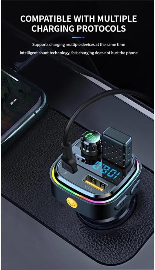 Alternative view of Araba müzik çalar kablosuz çift USB + Type-c BT 5.0 araba FM modülatör verici