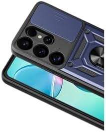 - S26 Ultra ile uyumlu Galaxy İçin Sürgülü Korumalı Yüzüklü Standlı Magnetic Tpu Tank Kapak - Lacivert