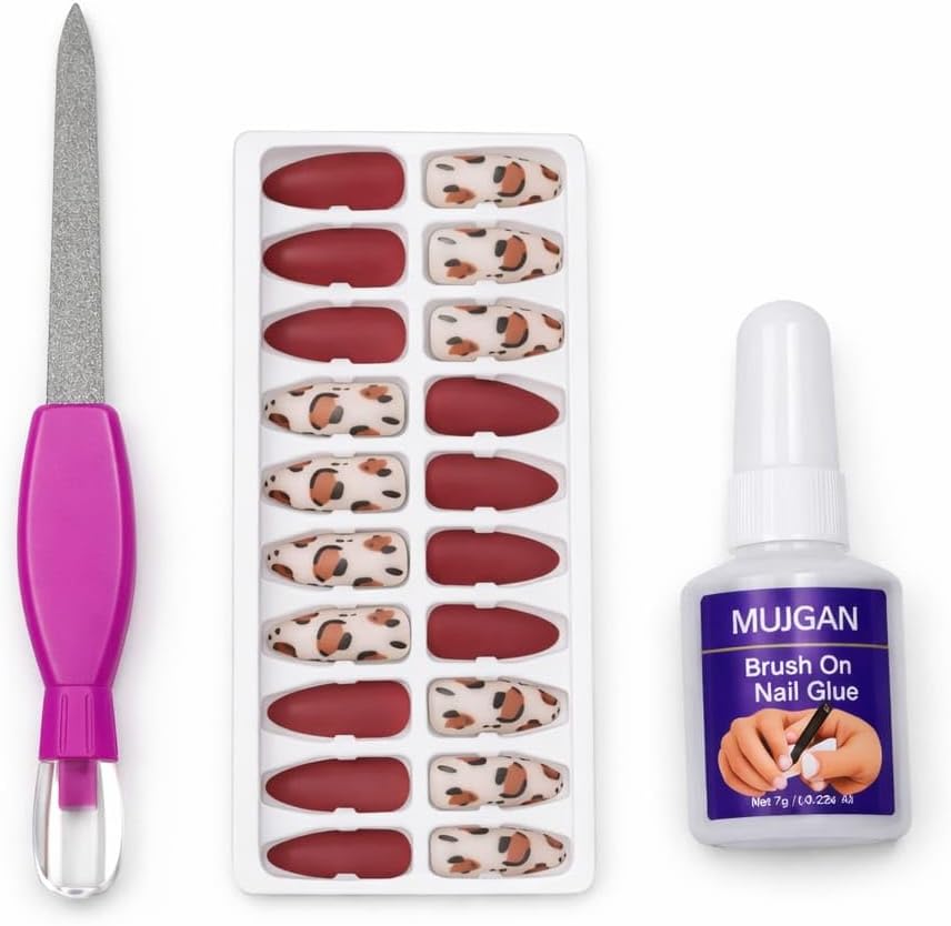 Alternative view of Profesyonel Takma Tırnak Kit Yapıştırıcılı Press On Nail Set Kolay Tak Çıkar Dayanıklı Manikür Aksesuarı,Tam Set Takma Tırnak Manikür Kiti Yapıştırıcı Ve Törpülü Hazır Tırnak Seti Ev (Kırmızı-Beyaz)