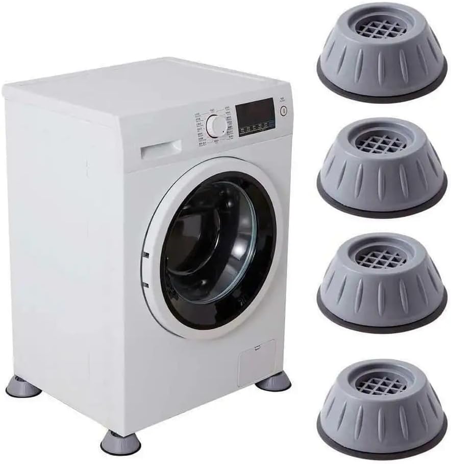 Titreşim Önleyici Makine Ayağı 4 Adet – Kaymaz Beyaz Eşya Altlığı – Çamaşır ve Bulaşık Makinesi için Darbe Emici Yükseltici – Gürültü Azaltıcı Sabitleyici Ayak (Siyah)