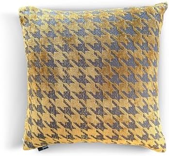 Yastık Kılıfı, Kazayağı Desenli, 50x50 cm, Sarı Desenli, Polyester Karışımı,