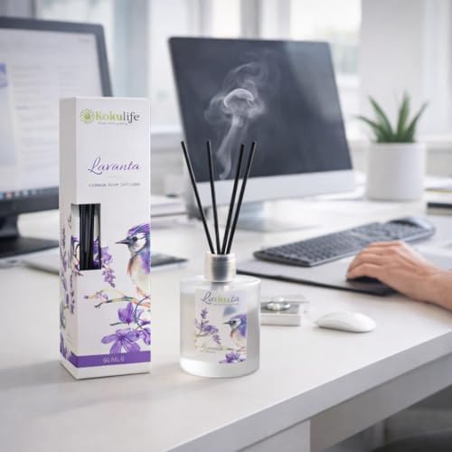 Lavanta Kokulu Reed Diffuser Oda Kokusu 50 Ml, Uzun Süre Kalıcı Ortam Kokulandırıcı, Çubuklu Oda Parfümü, Ev Ofis Banyo Dekoratif Koku Çözümü