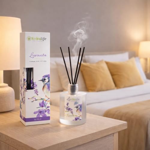 Alternative view of Lavanta Kokulu Reed Diffuser Oda Kokusu 50 Ml, Uzun Süre Kalıcı Ortam Kokulandırıcı, Çubuklu Oda Parfümü, Ev Ofis Banyo Dekoratif Koku Çözümü