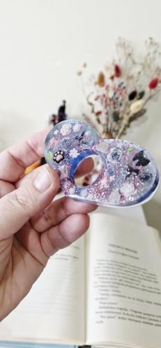 Alternative view of Reçine Sayfa İşaretleyici, Çiçek ve Kelebek Desenli, Pembe ve Mor Glitter, El Yapımı Kitap Ayracı