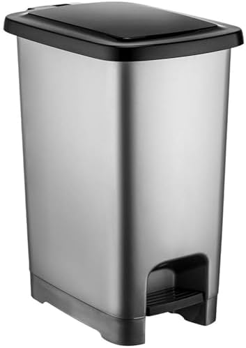Alternative view of Pedallı Plastik Çöp Kovası, Siyah Kapaklı Gri, (60 Litre)