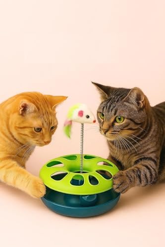 Alternative view of Çıngarak Toplu Yaylı Fareli Kedi Çember Oyuncağı Eğlence Aksesuarı Kedi Oyun Çemberi YEŞİL