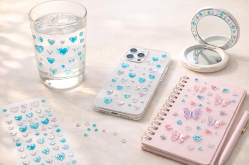3D Parlak Işıltılı Taş Yapışkanlı Tırnak Saç Süs Dekor DIY Yılbaşı Hobi Süsleme Seti (Pembe)