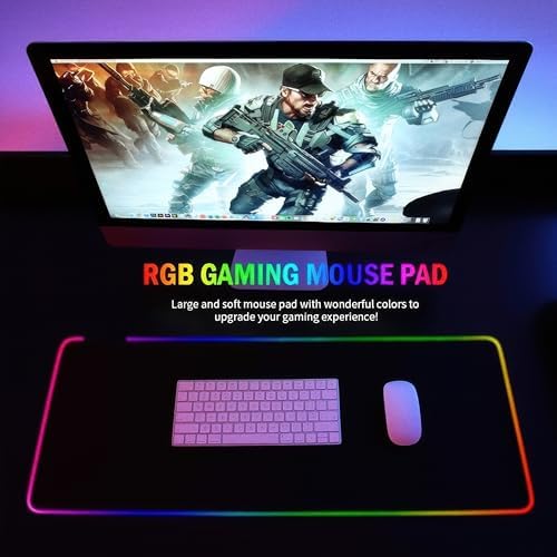 RGB Işıklı Gaming Mouse Pad 80x30 XXL - 13 Mod LED Oyuncu Mousepad, Kaymaz Su Geçirmez Büyük Oyun Altlığı, USB Plug&Play Klavye Mouse Pad