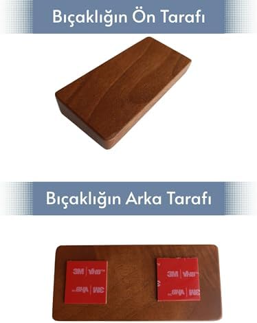 Mıknatıslı Duvara Monte Ceviz Ahşap Bıçak Bloğu ve Tutucu - 3 Bıçak Kapasiteli