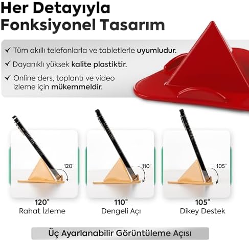 Alternative view of 10’lu Set Masaüstü Telefon Standı – Tablet Uyumlu, 3 Açılı Piramit Tasarım, 4–11 İnç