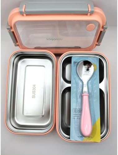 1200 ML İki Kat Üç Bölme Paslanmaz Çelik Bento Lunch Box Yeni Nesil Sefer Tası Çelik Kaşıklı -22FF15