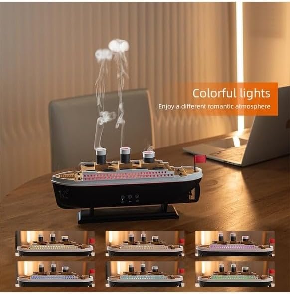 Alternative view of Uzaktan Kumandalı Titanic Tasarımlı Nostaljik Gemi Şeklinde Aroma Difüzörü ve Hava Nemlendirici 250ml LED Işıklı Ultrasonik Buhar Makinesi Dekoratif Masaüstü Ortam Nem Cihazı | 299