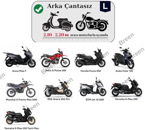 Neon Fitilli Motosiklet Brandası, Neon Fitilli Motor Örtüsü. Arka Çanta ve Kilit Uyumsuz. (Siyah, L)