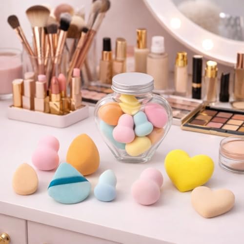 Alternative view of 10 Adet Profesyonel Makyaj Süngeri Seti,Fondöten, Kapatıcı, Kontür ve Allık İçin Beauty Süngerleri, Yumuşak, Ultra Emici, Lateks İçermeyen Kozmetik Sünger, Islak ve Kuru Kullanım (Kalp 1 Set)