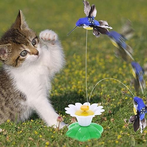 İnteraktif Kedi Oyuncağı 360° Dönen Sensörlü Elektrikli Kuş – Otomatik Hareketli Tüylü Av Oyuncağı, Zıplayan Kovalamaca Egzersiz ve Zihinsel Uyarım Oyuncak Sistemi