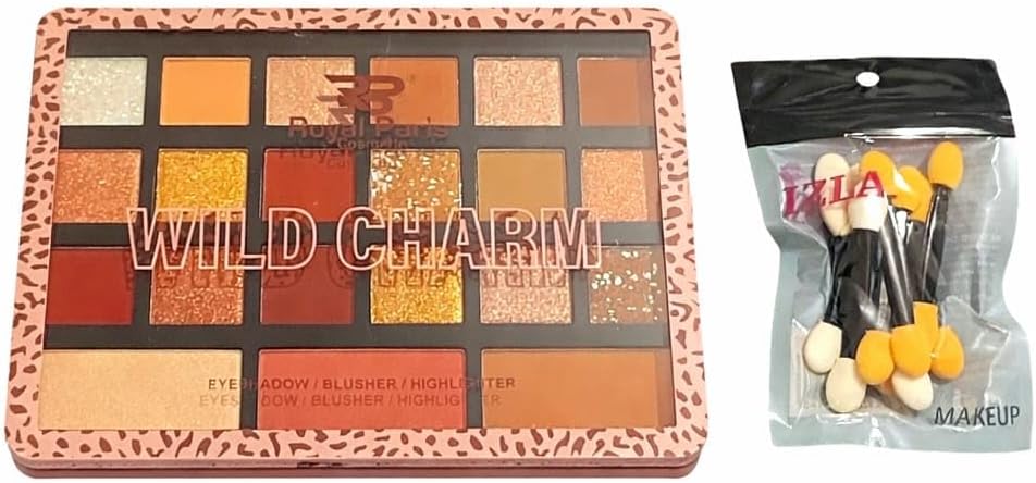 Charm 21 Renkli Göz Farı Paleti, 10 Adet Çift Taraflı Aplikatör Seti, Mat ve Işıltılı Far, Yüksek Pigmentasyonlu Profesyonel Makyaj Paleti, Günlük ve Gece Makyajı İçin