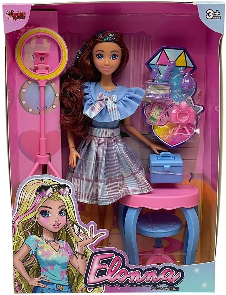 WG66956 -Vardem Kutulu Güzellik Masalı Çantalı Bebek Set 11,5 inç