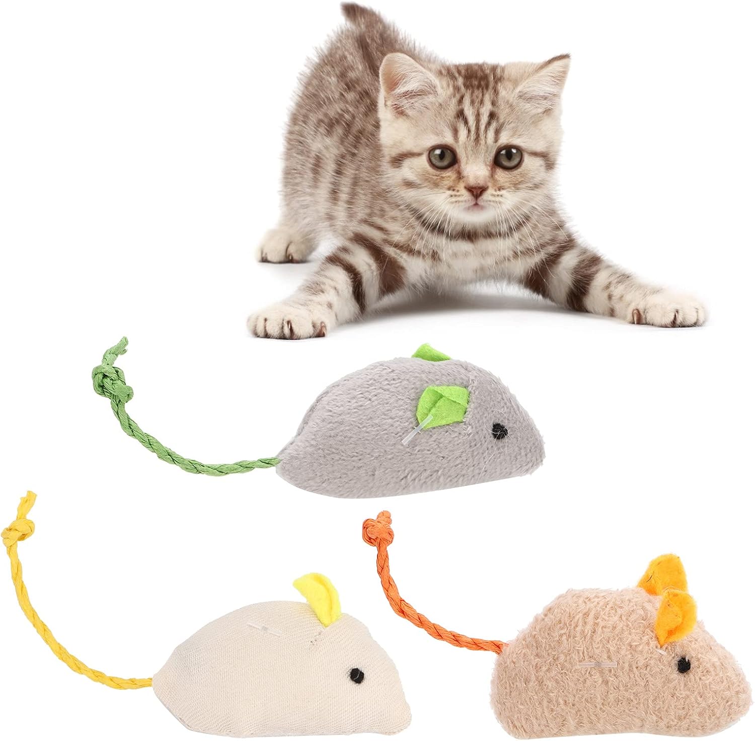 Alternative view of Kedi Oyuncağı Peluş Fare 3’lü Set – İnteraktif Kedi Oyuncakları, Isırmaya Dayanıklı Yumuşak Fare Oyuncağı, Avcılık İçgüdüsünü Destekleyen Hafif Kovalamaca Oyuncağı